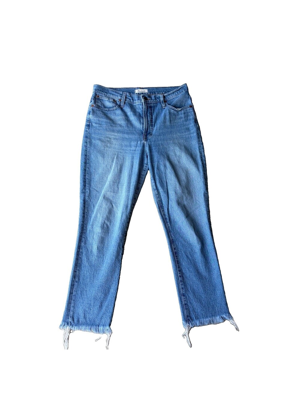 Madewell Women’s Straight Jeans Blue Medium Wash Mid Rise Stretch 5-Pocket - Picture 1 of 10